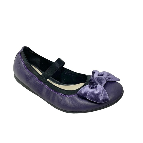 Clarks Purple Leather Ballet Bow Mary Jane Flats Size UK 4/ EU 36/ US 5.5 - Picture 2 of 11
